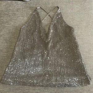 Sequin open back top